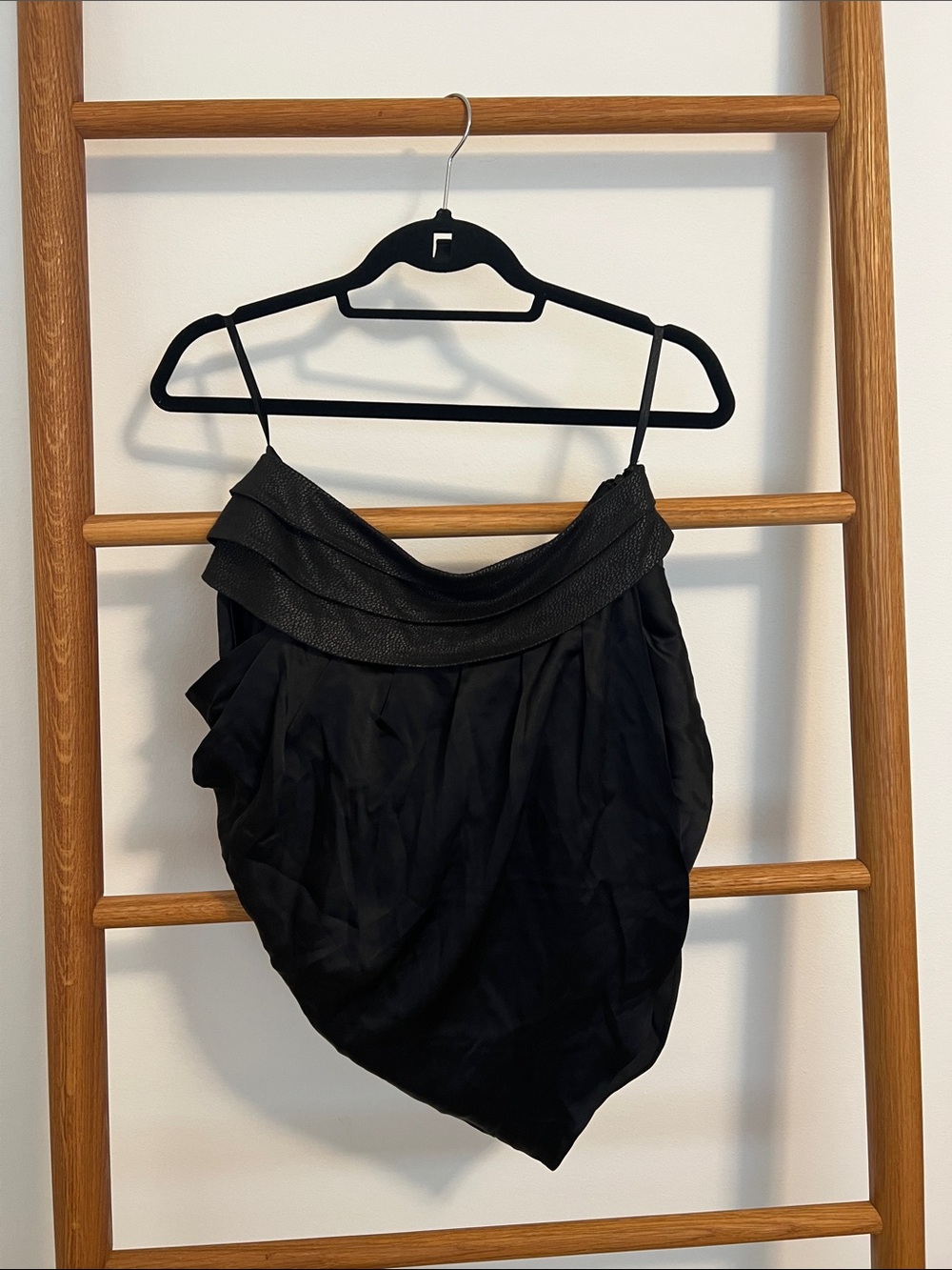 Lou de Beauregard Paris Black Asymmetric Bubble Hem Foldover Skirt